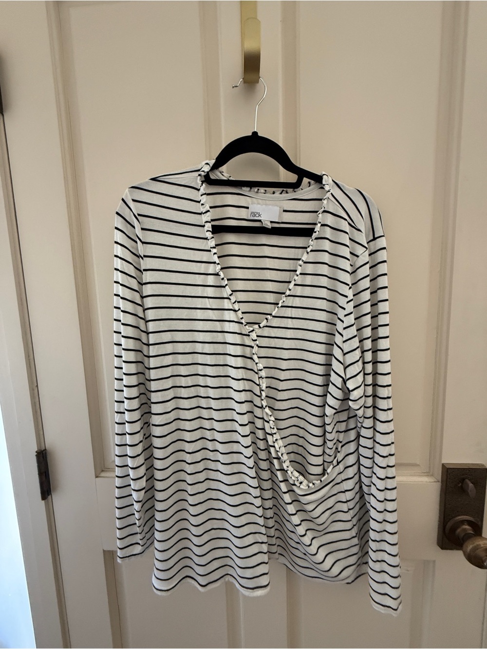 Nordstrom Rack White & Black Striped Short Sleeve Wrap Tee